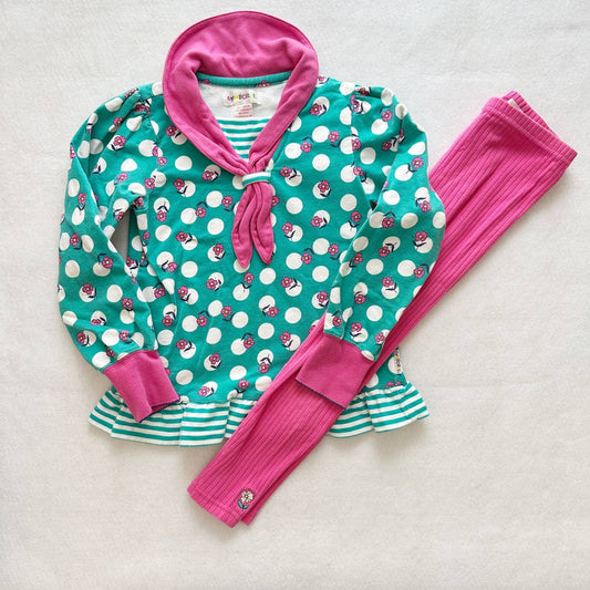 Vintage Gymboree Polka Dot Flower Shirt and Leggings Set: 6y - Yellow Clover Vintage Kids Clothes
