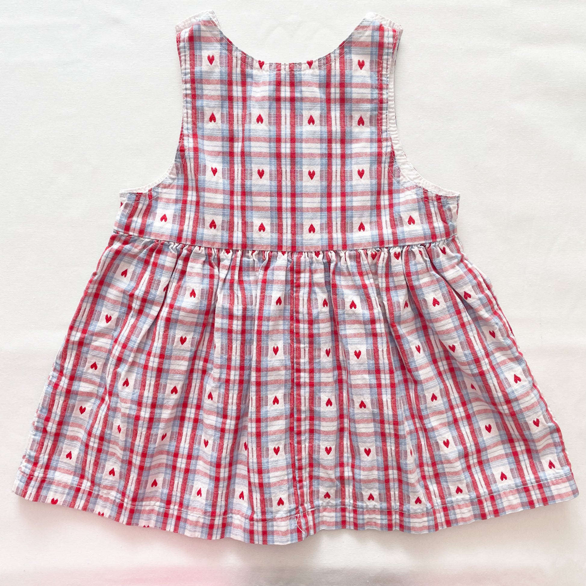 OshKosh Plaid Heart Woven Pinafore Dress - Yellow Clover Vintage Kids Clothes