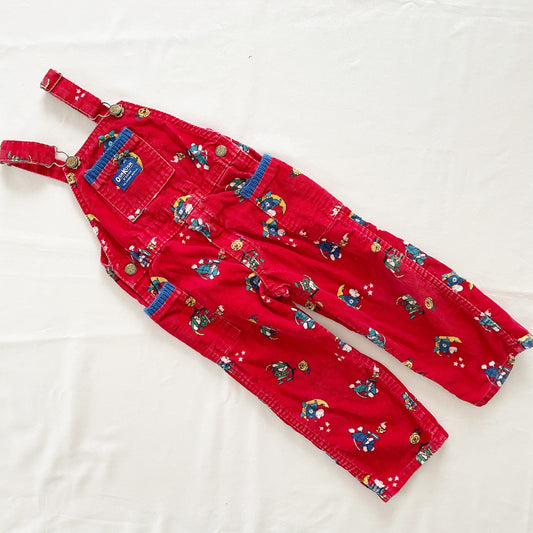 OshKosh Detective Mouse Cord Overalls - Yellow Clover Vintage Kids Clothes