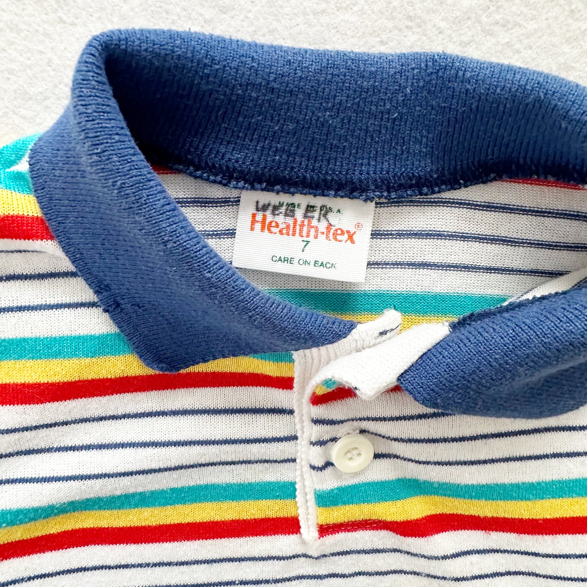 Healthtex Rainbow Stripe Polo - Yellow Clover Vintage Kids Clothes