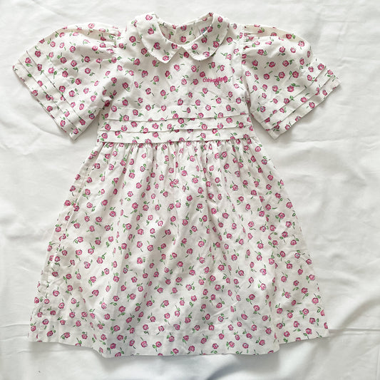 OshKosh Bell Sleeve Pleated Floral Print Dress - Yellow Clover Vintage Kids Clothes