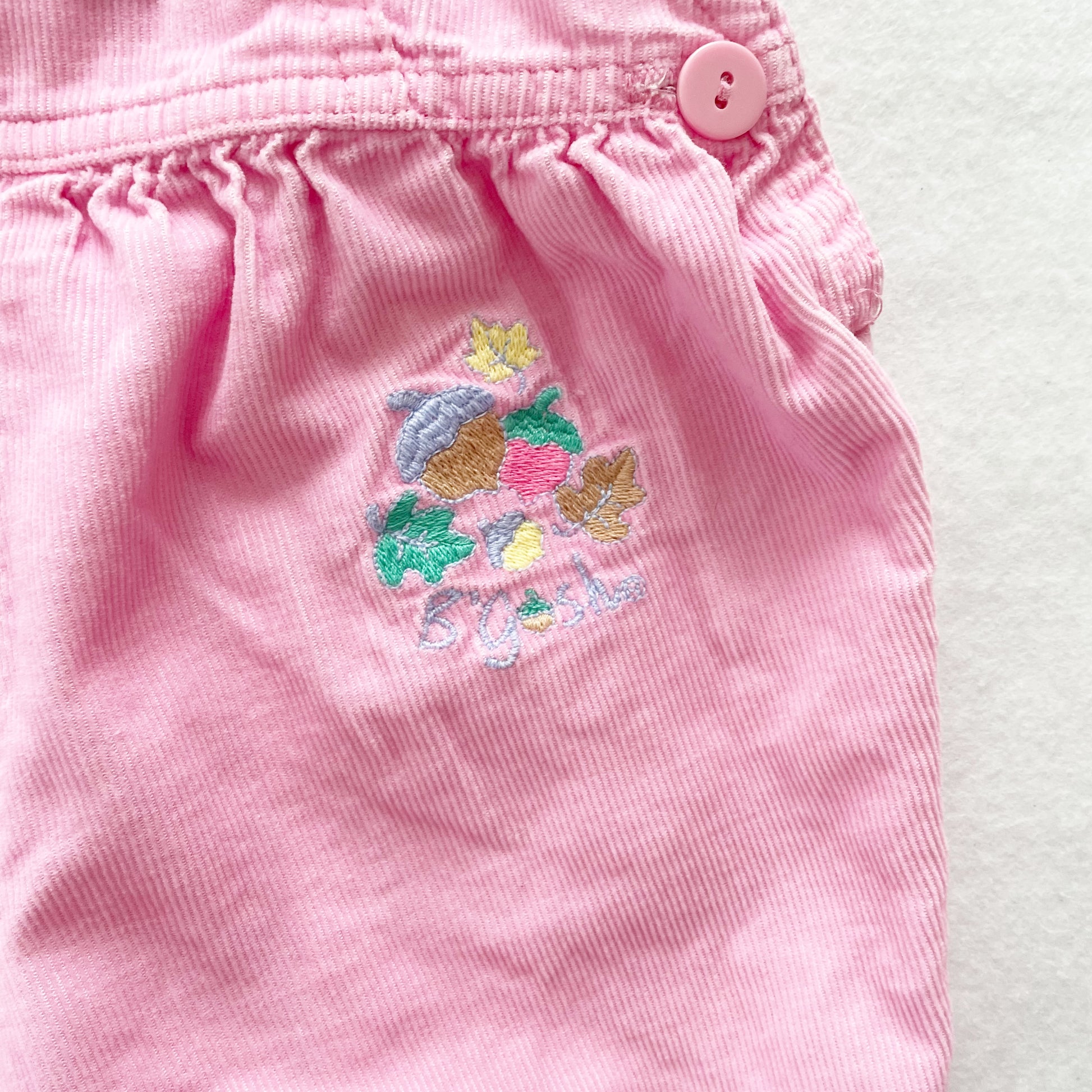 Baby B’gosh Leaf Embroidered Overalls - Yellow Clover Vintage Kids Clothes