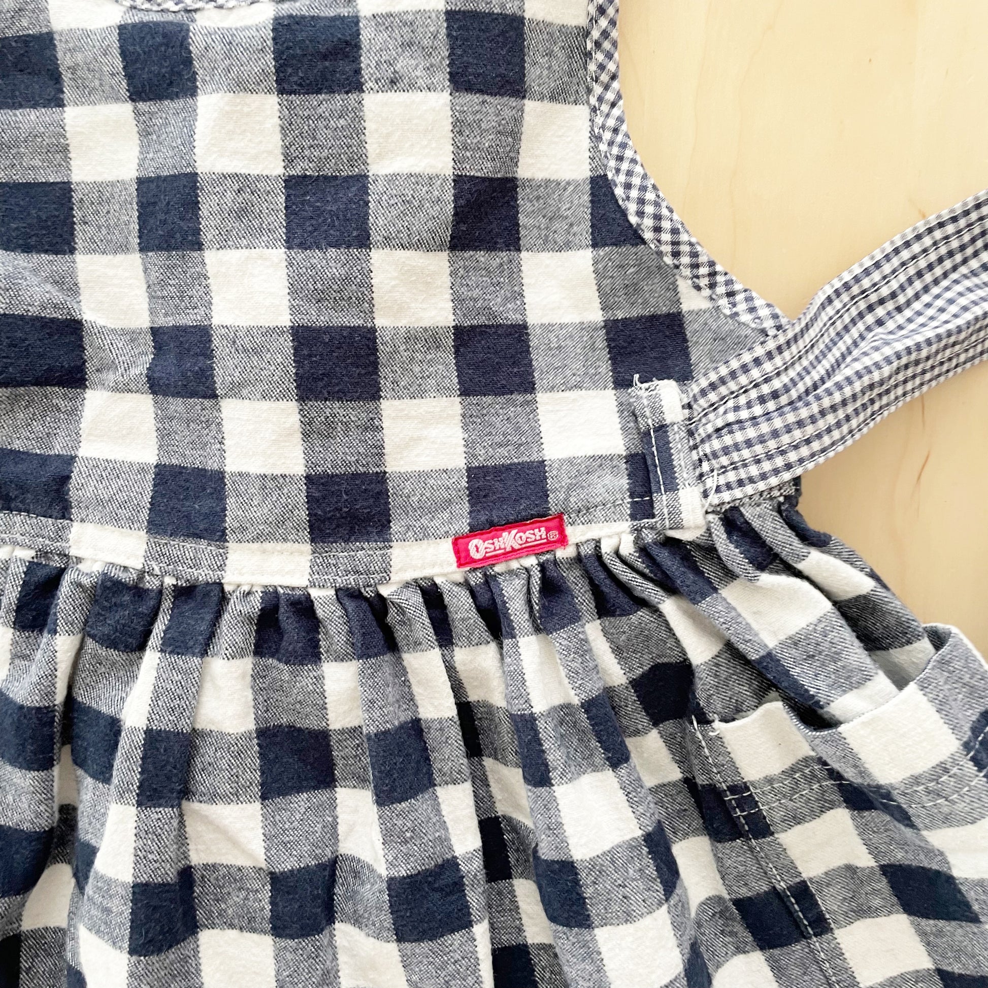 OshKosh Gingham Check Traditional Dress - Yellow Clover Vintage Kids Clothes