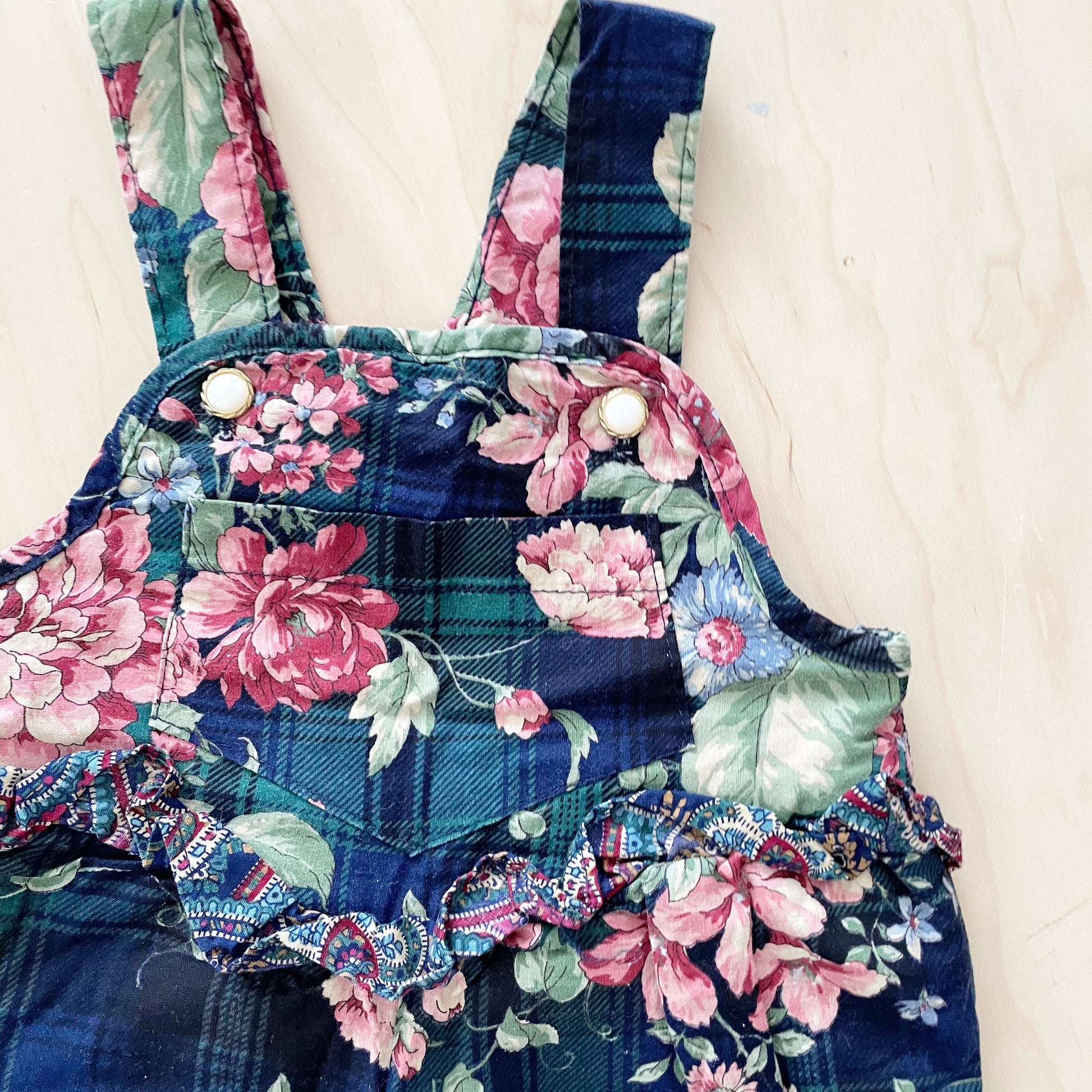 Vintage Floral Lined Cotton Romper - Yellow Clover Vintage Kids Clothes