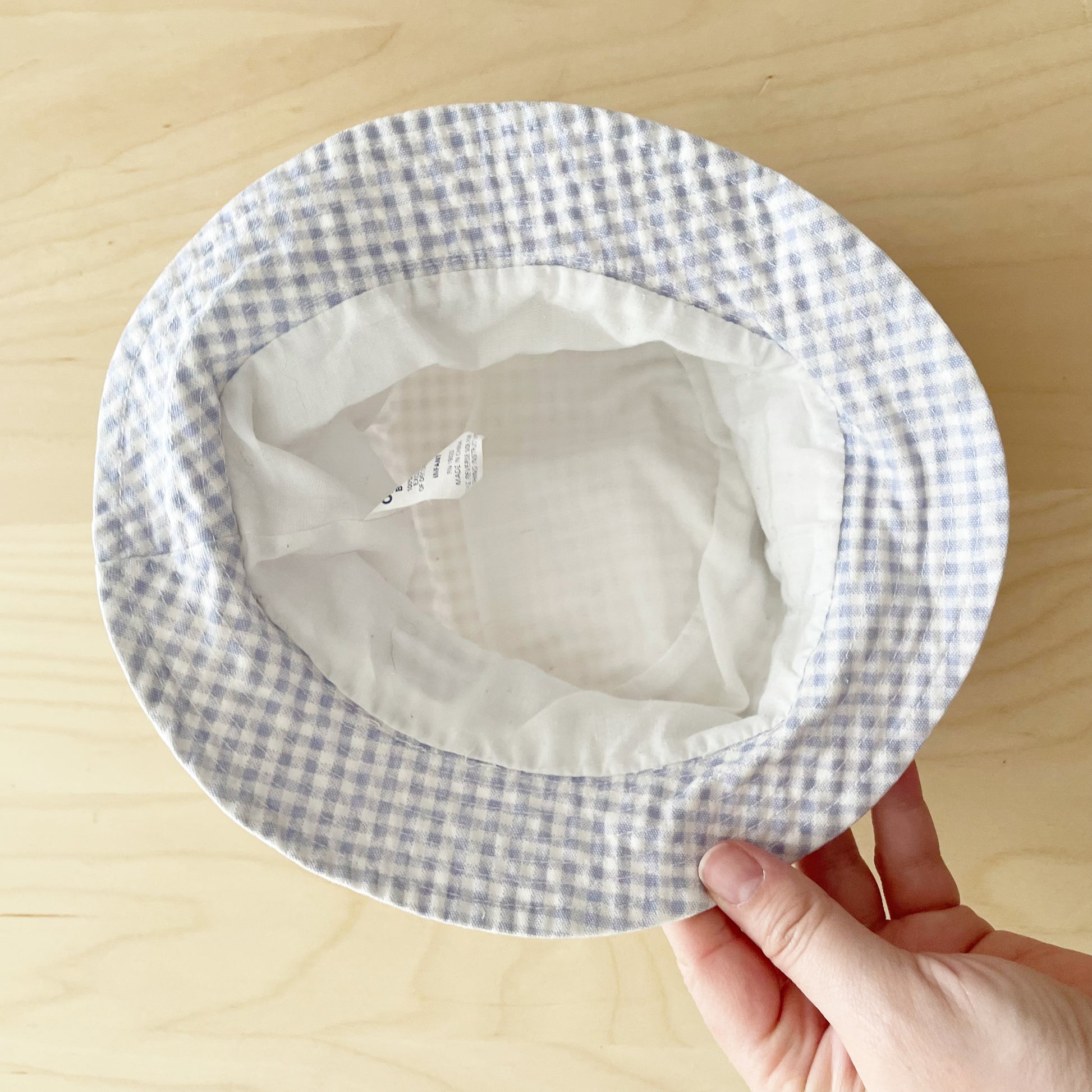 OshKosh Periwinkle Gingham Bow Bucket Hat - Yellow Clover Vintage Kids Clothes