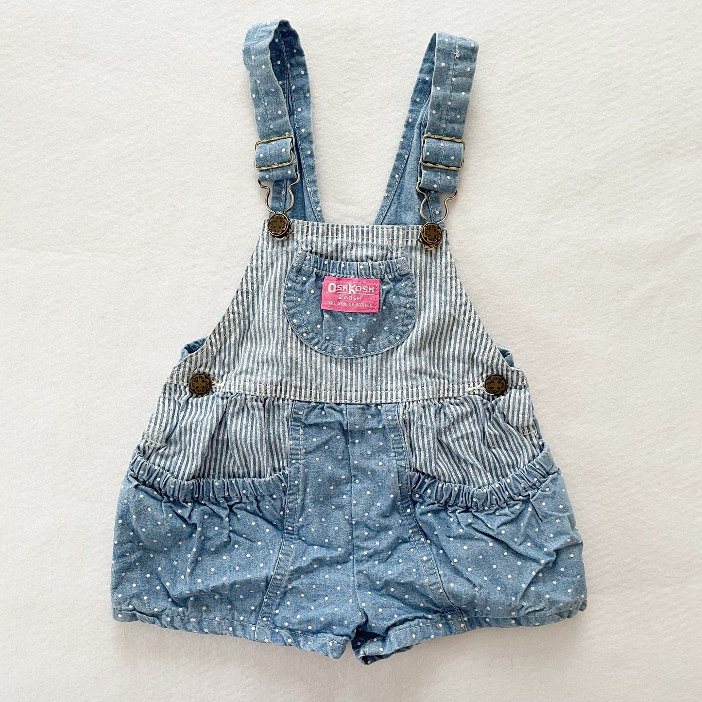 OshKosh Stripes + Dots Shortalls - Yellow Clover Vintage Kids Clothes