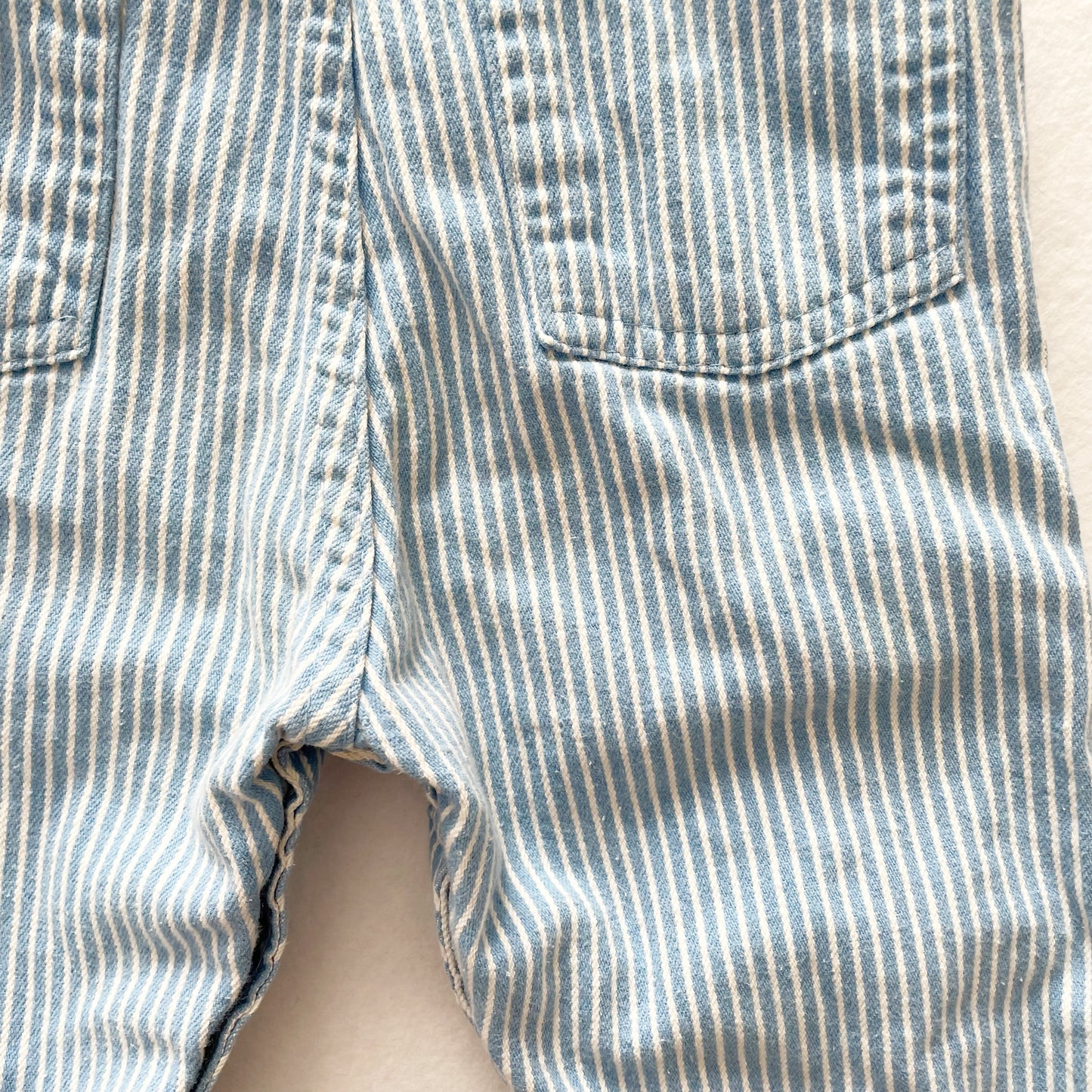OshKosh Light Blue Hickory Stripe Overalls - Yellow Clover Vintage Kids Clothes