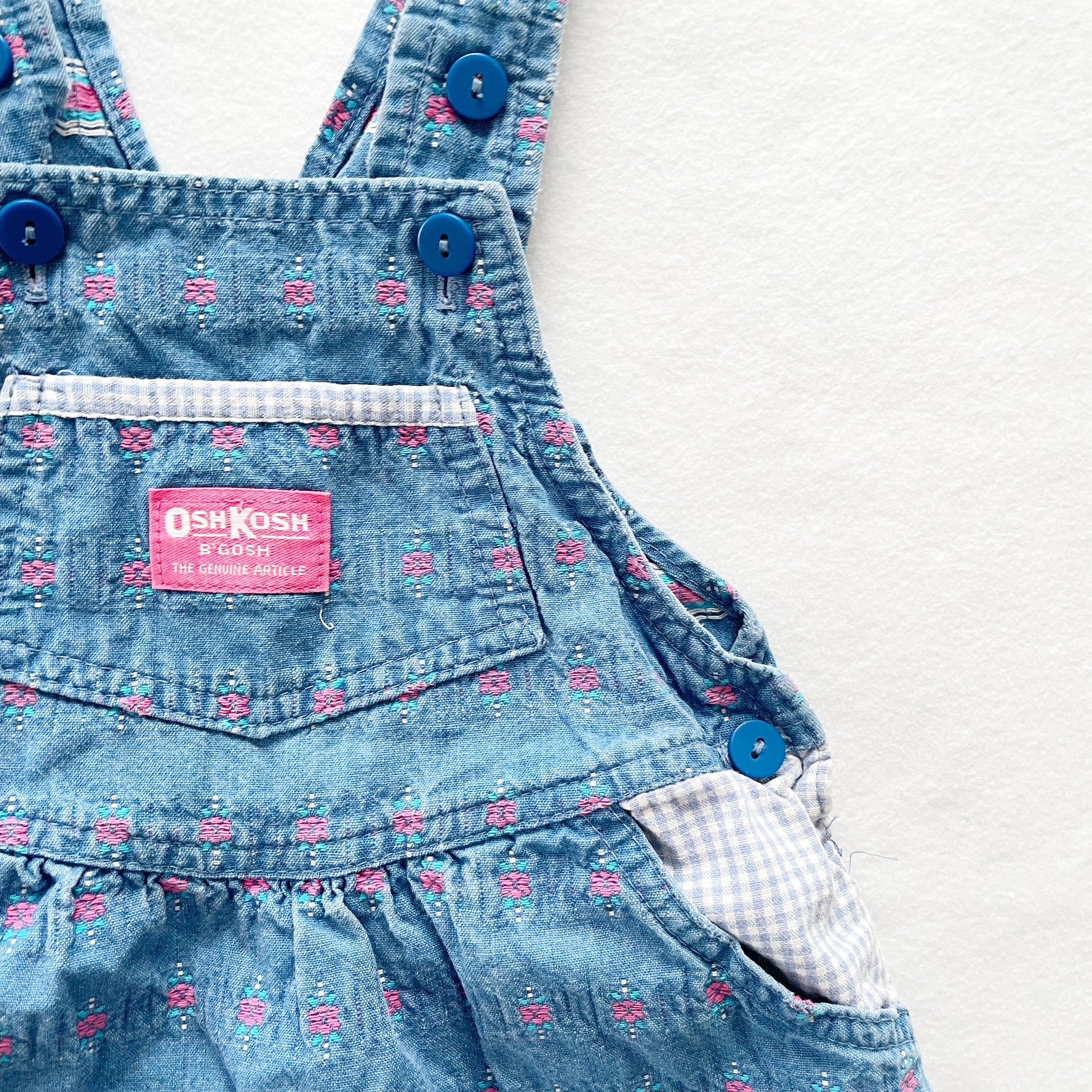 OshKosh Denim Flower Woven Skirtall - Yellow Clover Vintage Kids Clothes