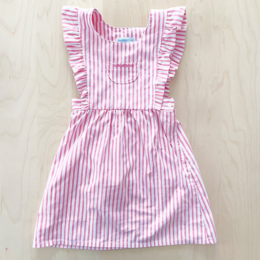 OshKosh Striped Pink Pinafore - Yellow Clover Vintage Kids Clothes