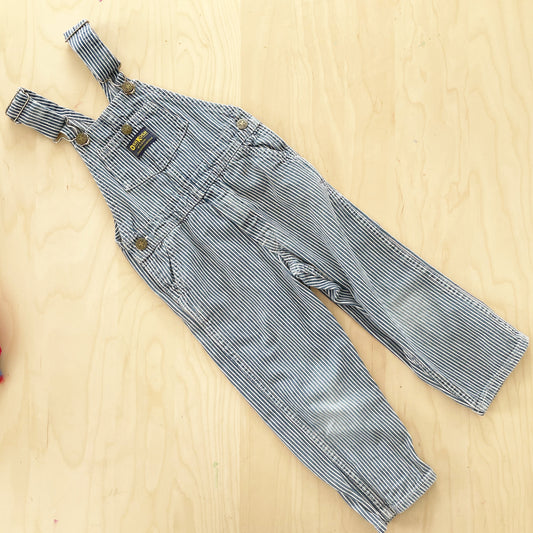 OshKosh Classic Hickory Stripe Overalls - Yellow Clover Vintage Kids Clothes
