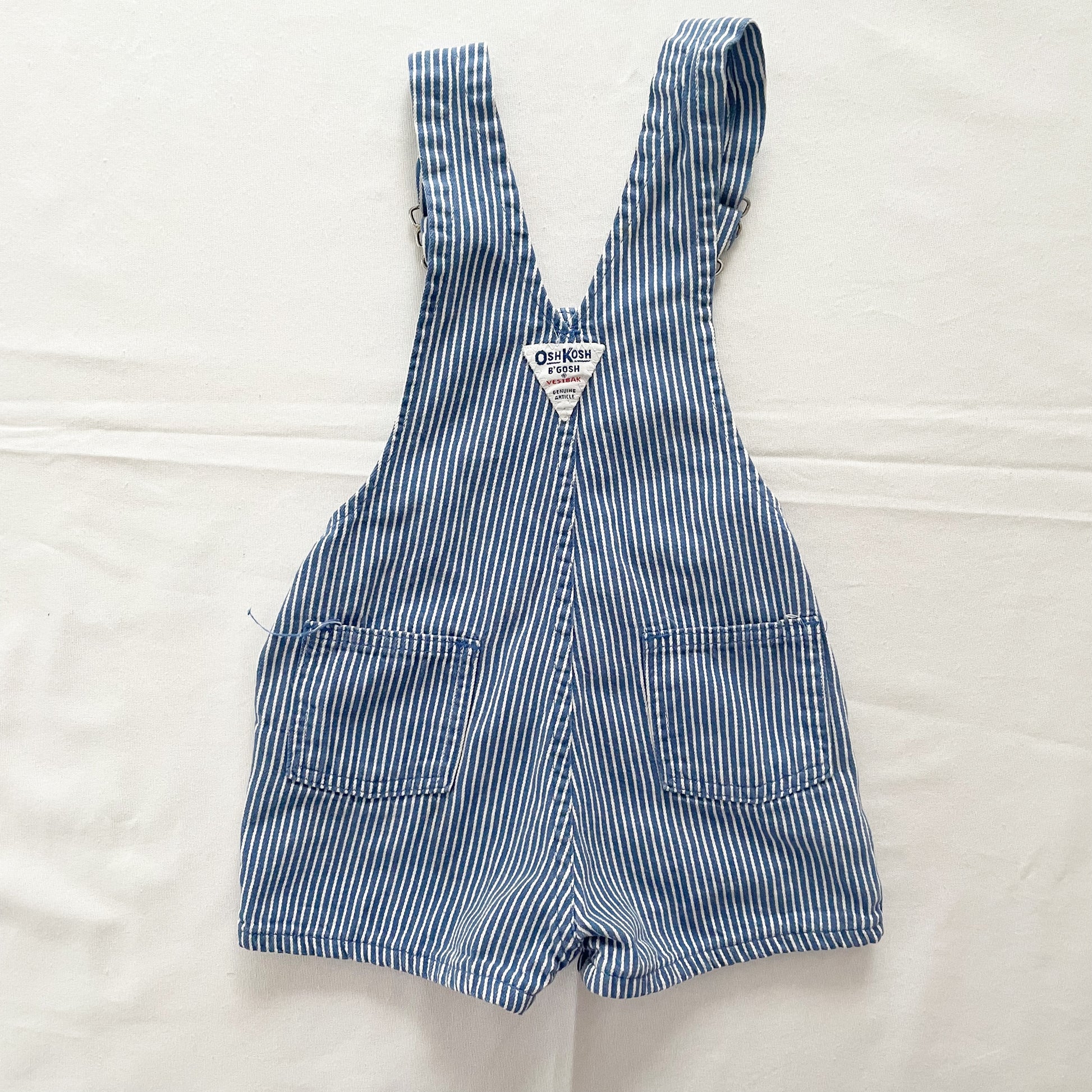 OshKosh Blue Hickory Stripe Shortalls - Yellow Clover Vintage Kids Clothes