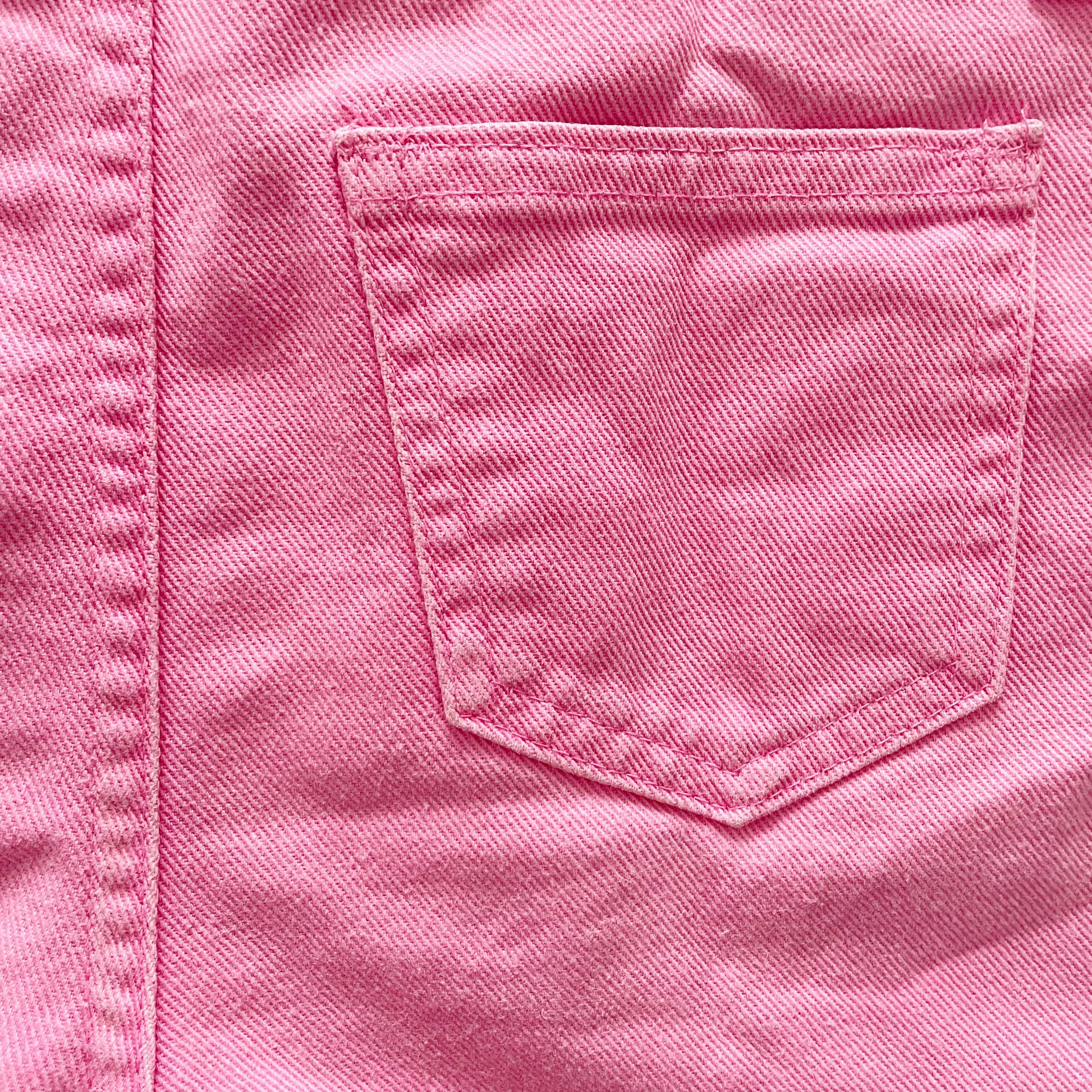 OshKosh Bubblegum Pink Asymmetrical Pocket Shortalls - Yellow Clover Vintage Kids Clothes