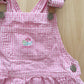 OshKosh Gingham Embroidered Shortalls - Yellow Clover Vintage Kids Clothes