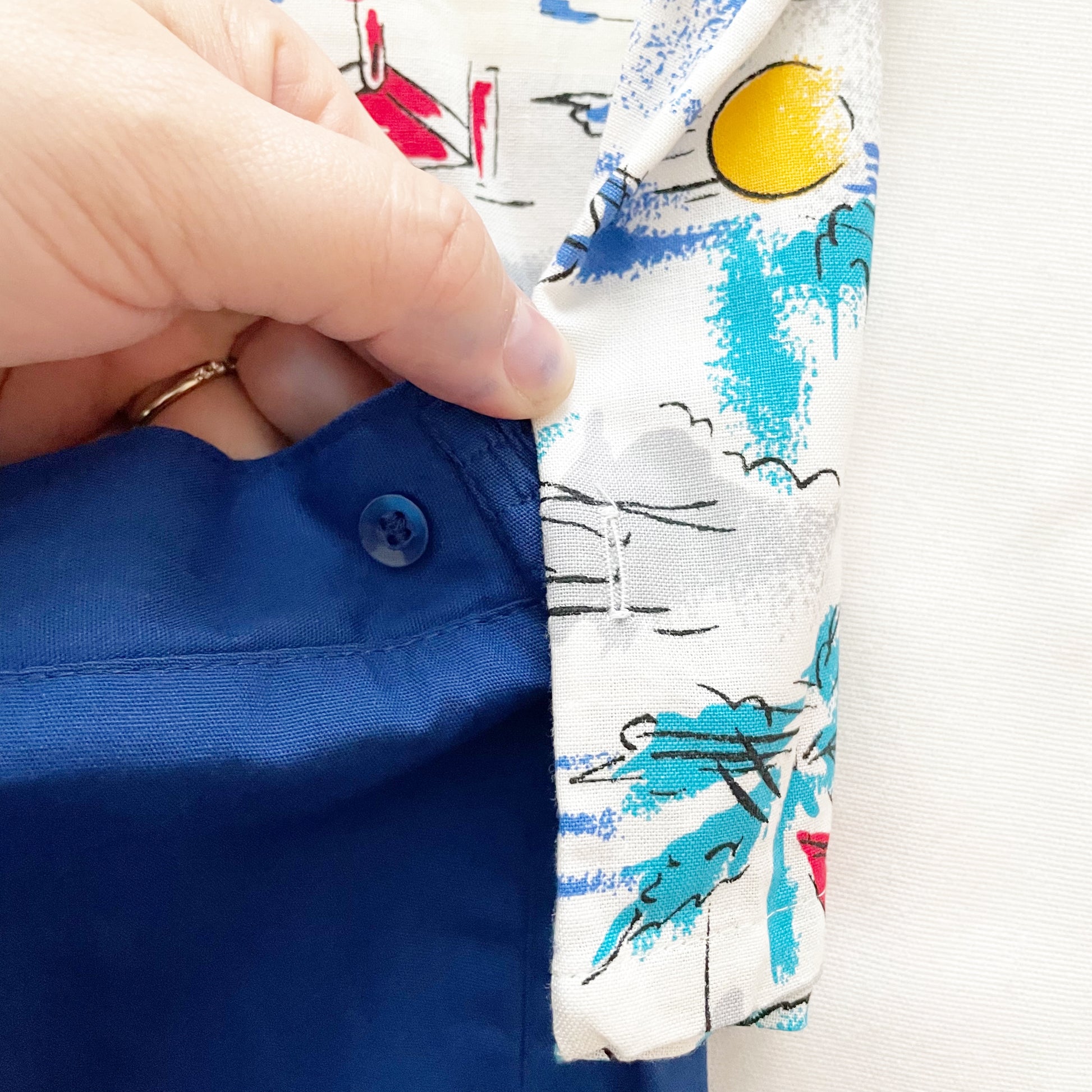 Beach Print Button Up Shirt Set • 3T - Yellow Clover Vintage Kids Clothes