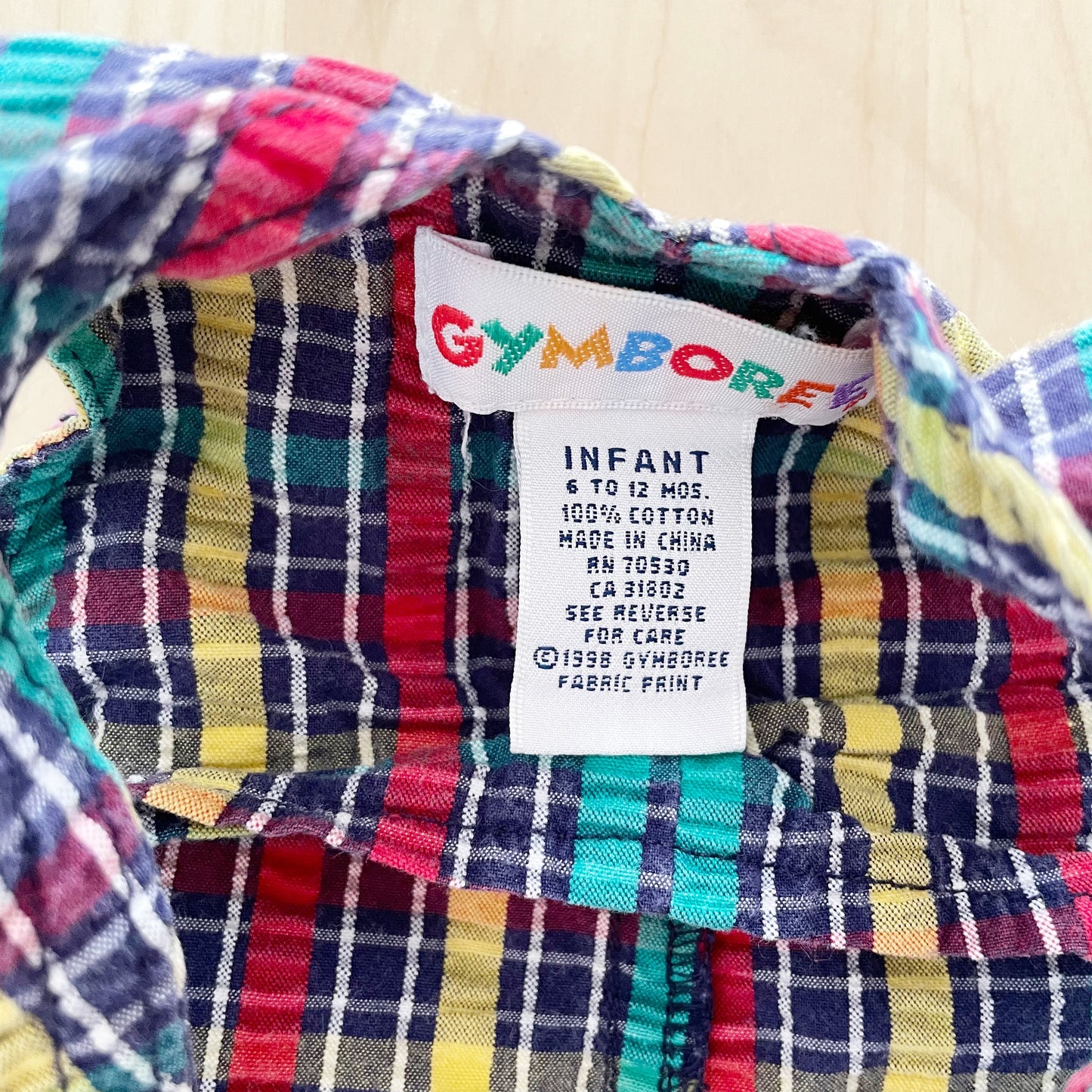 Vintage Gymboree Seersucker Plaid Golf Patch Shortalls - Yellow Clover Vintage Kids Clothes
