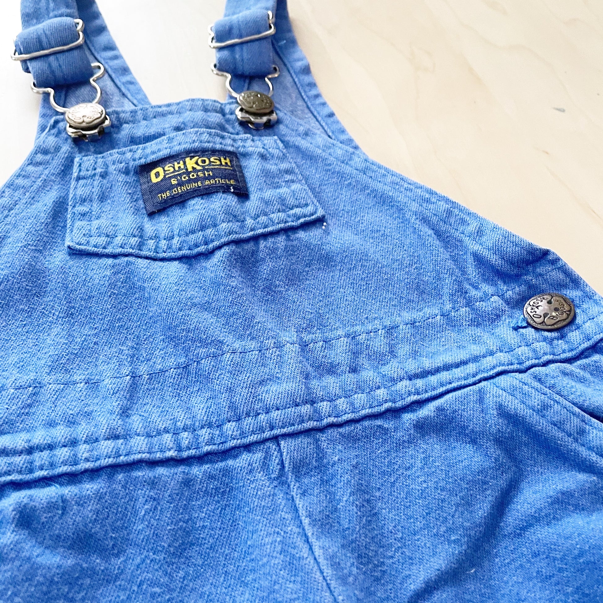 Vintage OshKosh Sky Blue Denim Overalls - Yellow Clover Vintage Kids Clothes