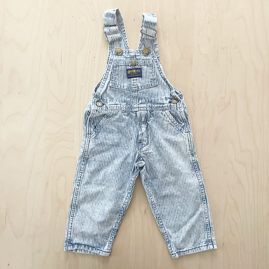 OshKosh Acid Wash Hickory Striped Overalls - Yellow Clover Vintage Kids Clothes