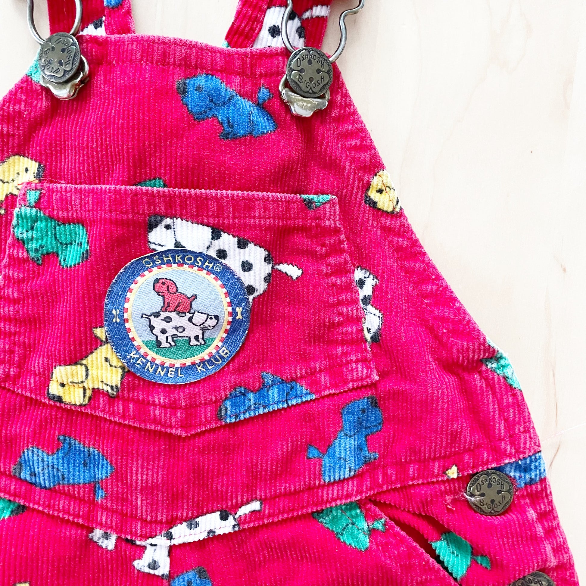 Vintage OshKosh Kennel Club Dog Overalls - Yellow Clover Vintage Kids Clothes