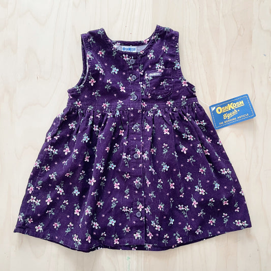 OshKosh Purple Floral Cord Dress - Yellow Clover Vintage Kids Clothes