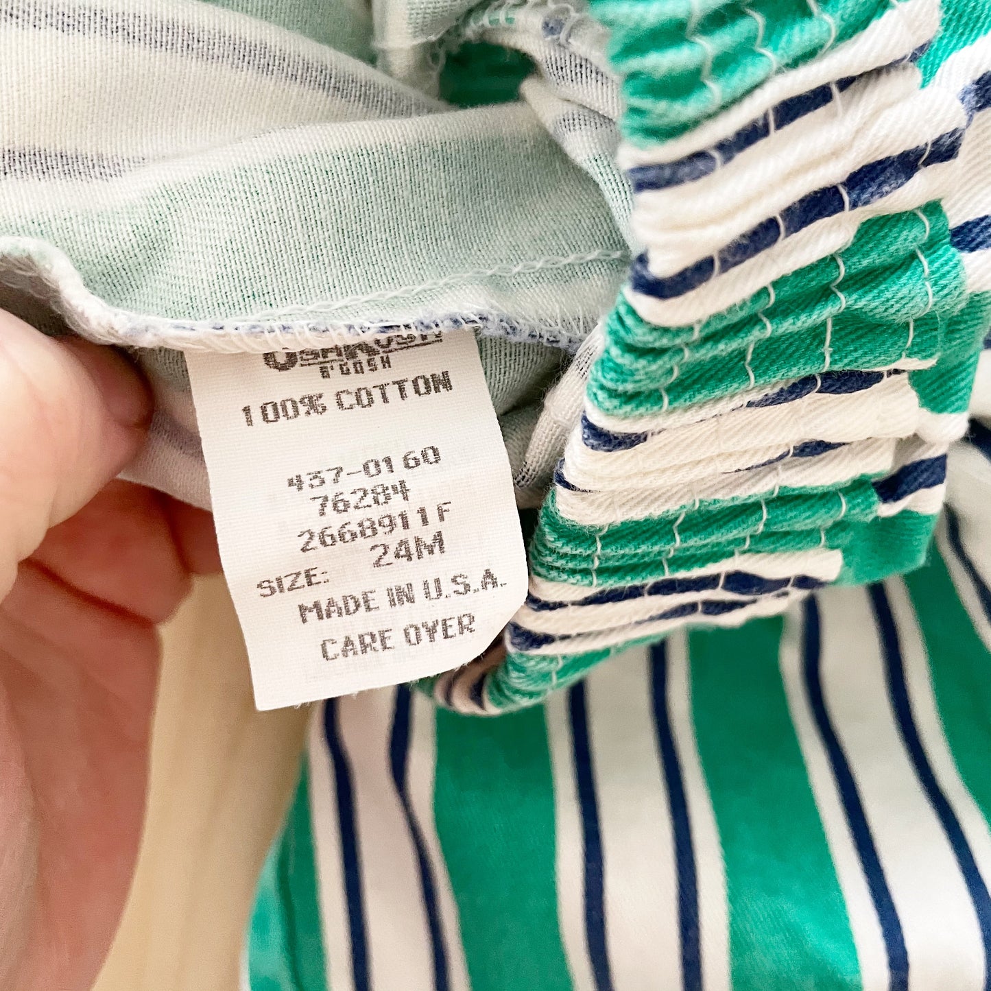 Vintage Baby B’gosh Green Wide Stripe Sailor Dog Pants
