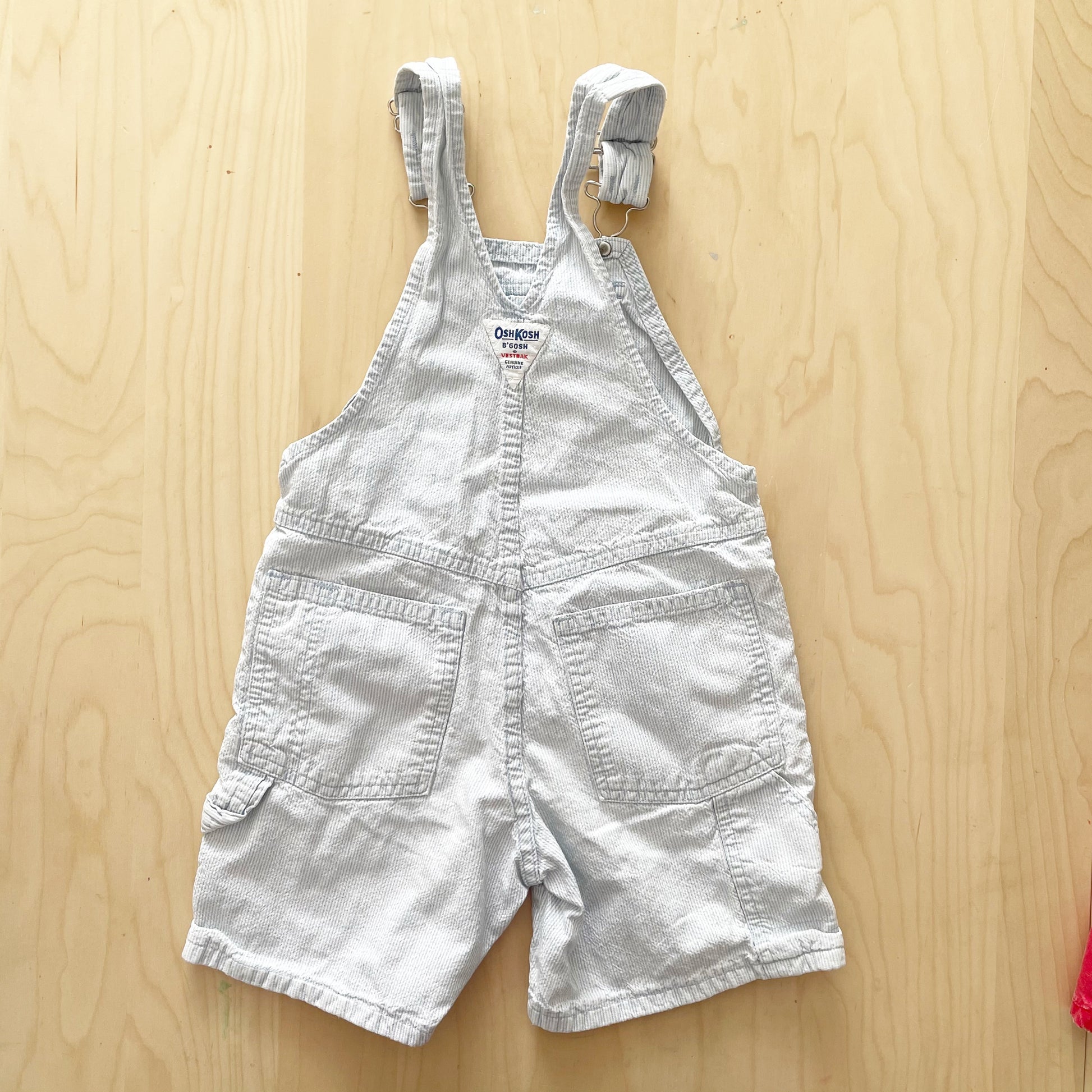 OshKosh Light Engineer Stripe Shortalls - Yellow Clover Vintage Kids Clothes