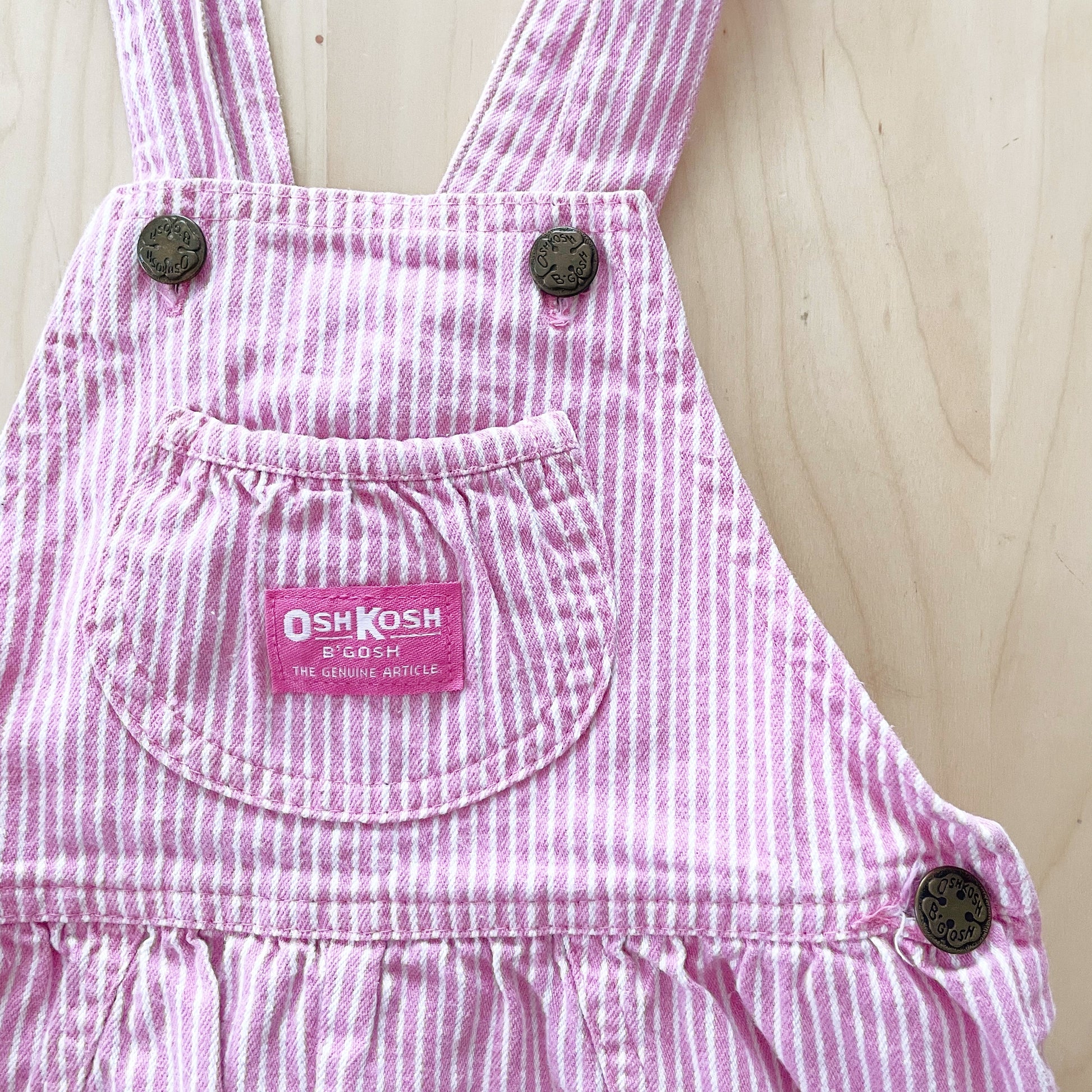 Vintage OshKosh Hickory Striped Shortalls - Yellow Clover Vintage Kids Clothes