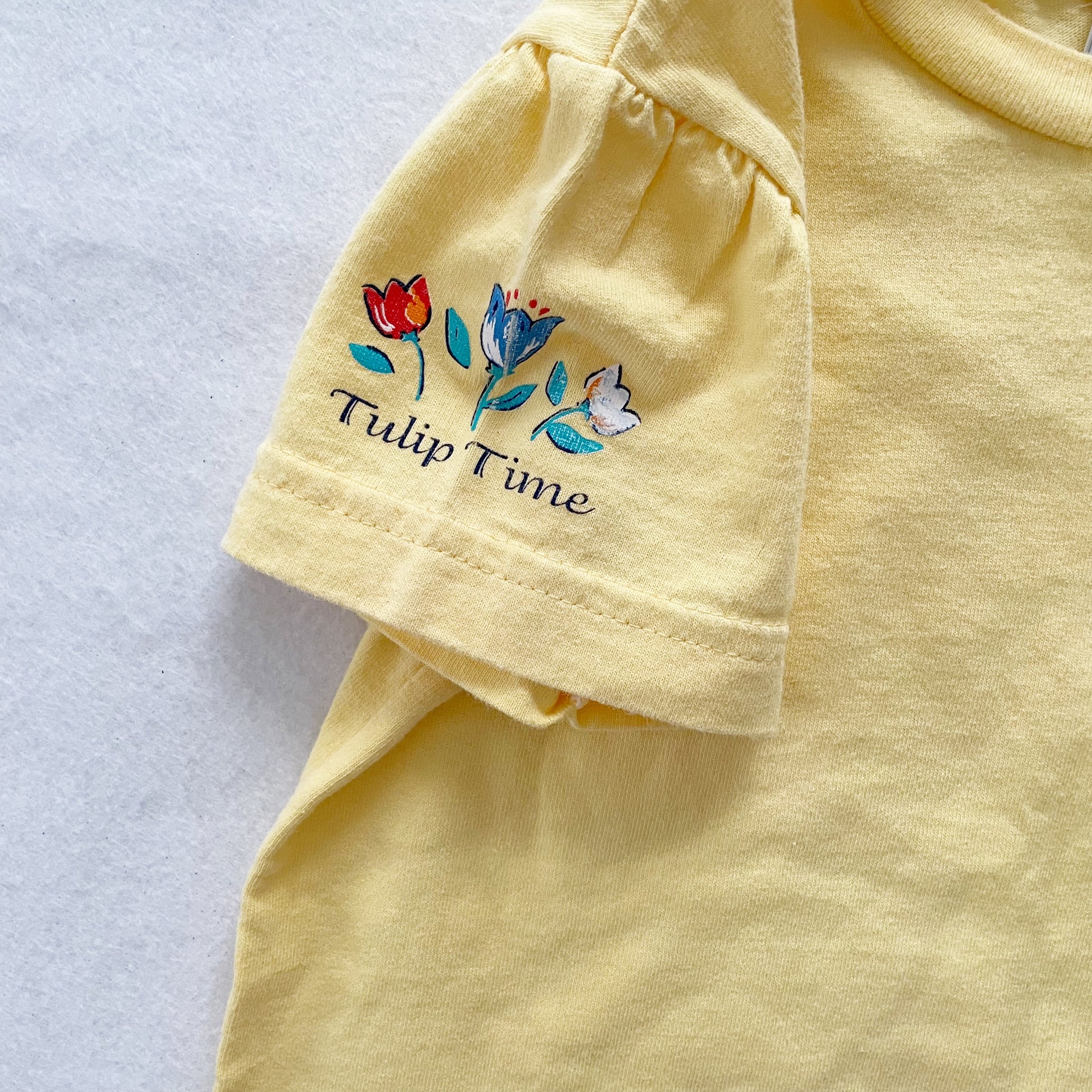 OshKosh Tulip Time Tee - Yellow Clover Vintage Kids Clothes