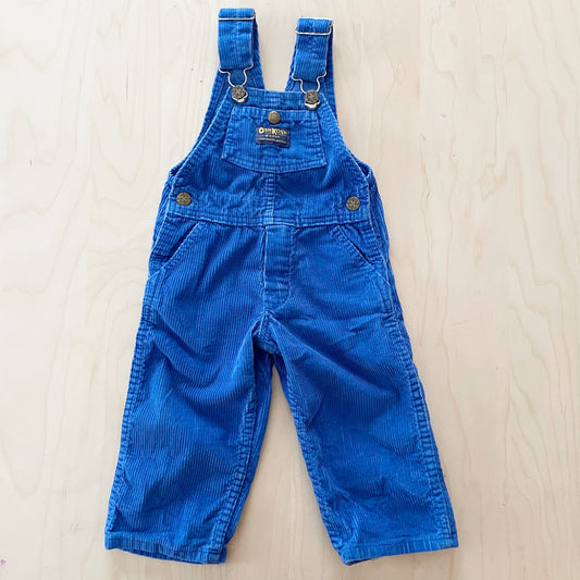 OshKosh Royal Blue Chunky Cord Overalls - Yellow Clover Vintage Kids Clothes