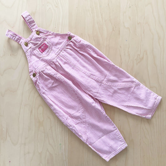 OshKosh Pink Engineer Stripe Bubble Overalls - Yellow Clover Vintage Kids Clothes