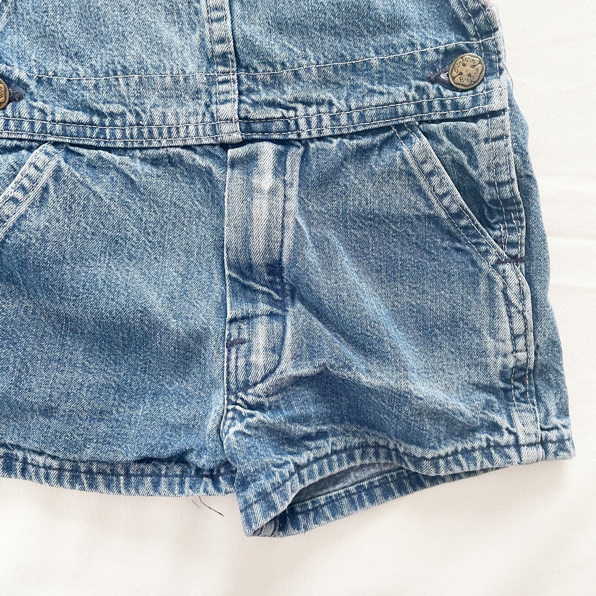 OshKosh Classic Cut Denim Shortalls - Yellow Clover Vintage Kids Clothes