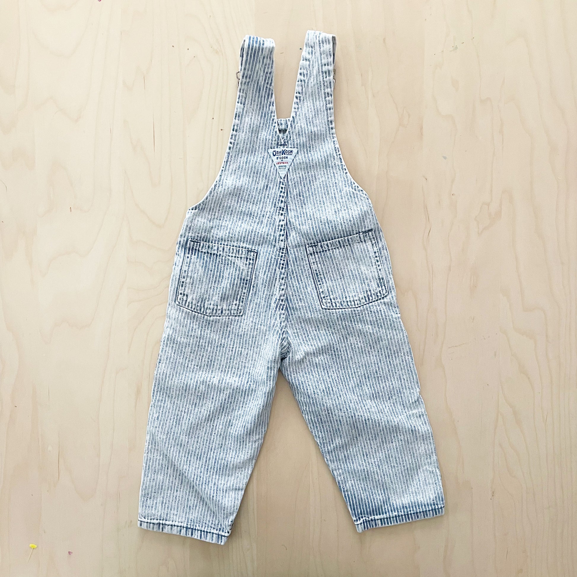 OshKosh Acid Wash Hickory Striped Overalls - Yellow Clover Vintage Kids Clothes