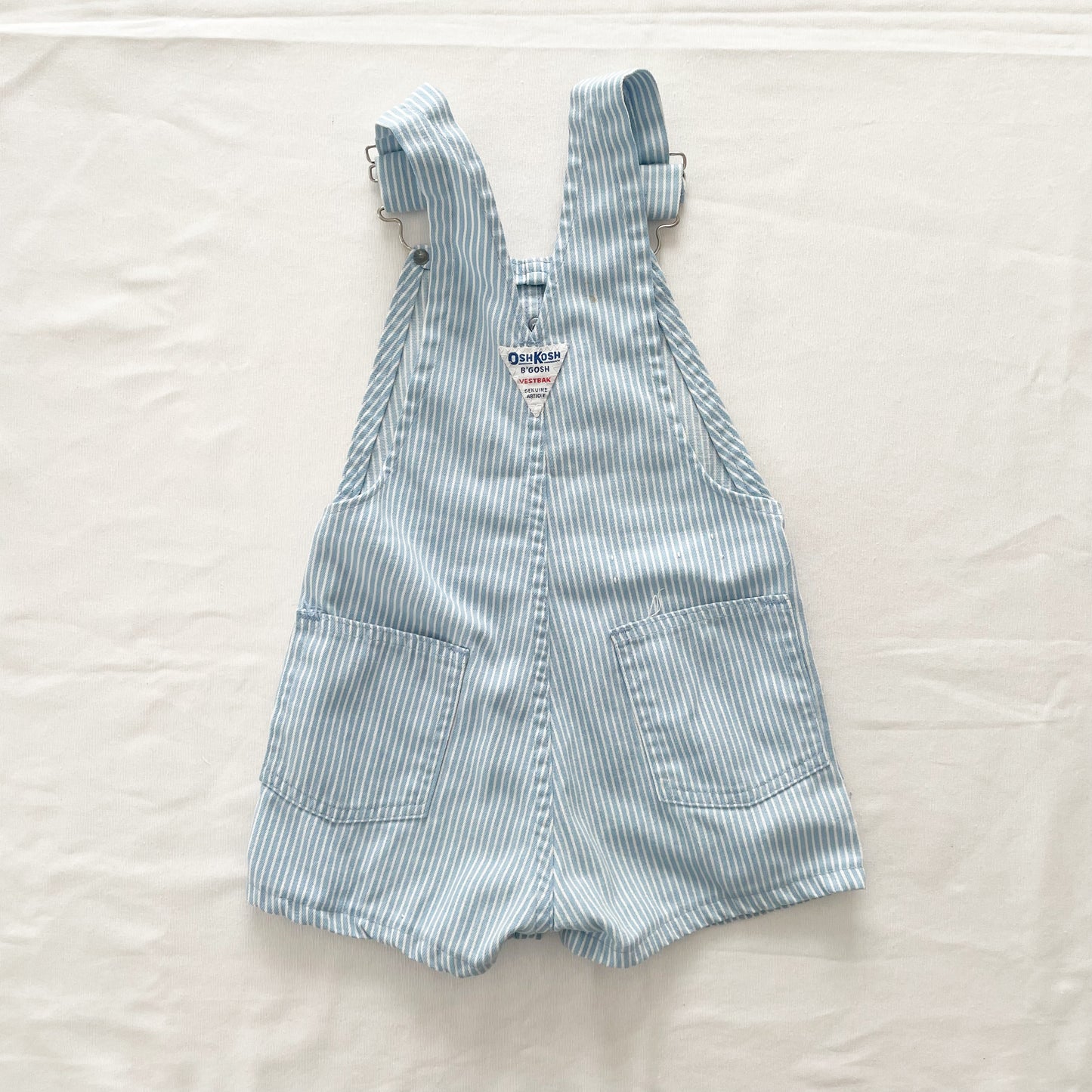 OshKosh Baby Blue Hickory Stripe Shortalls - Yellow Clover Vintage Kids Clothes