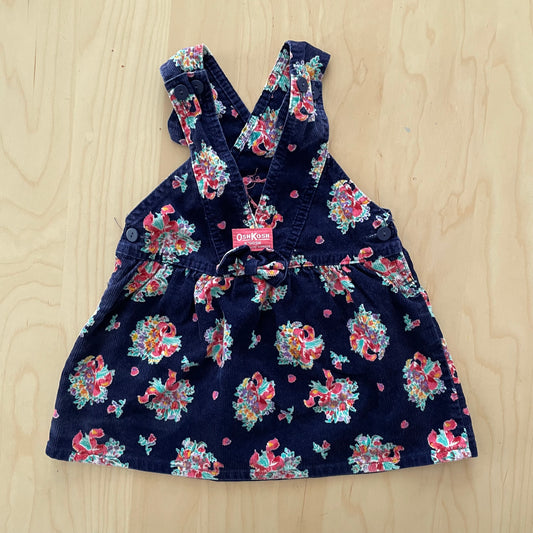 OshKosh Floral Bouquet Bow Front Cord Dress - Yellow Clover Vintage Kids Clothes