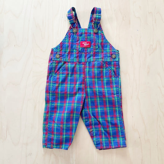 Vintage Baby B’gosh Primary Colors Plaid Overalls - Yellow Clover Vintage Kids Clothes