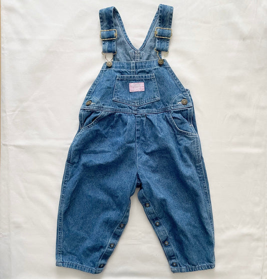OshKosh Medium Wash Denim Overalls - Yellow Clover Vintage Kids Clothes
