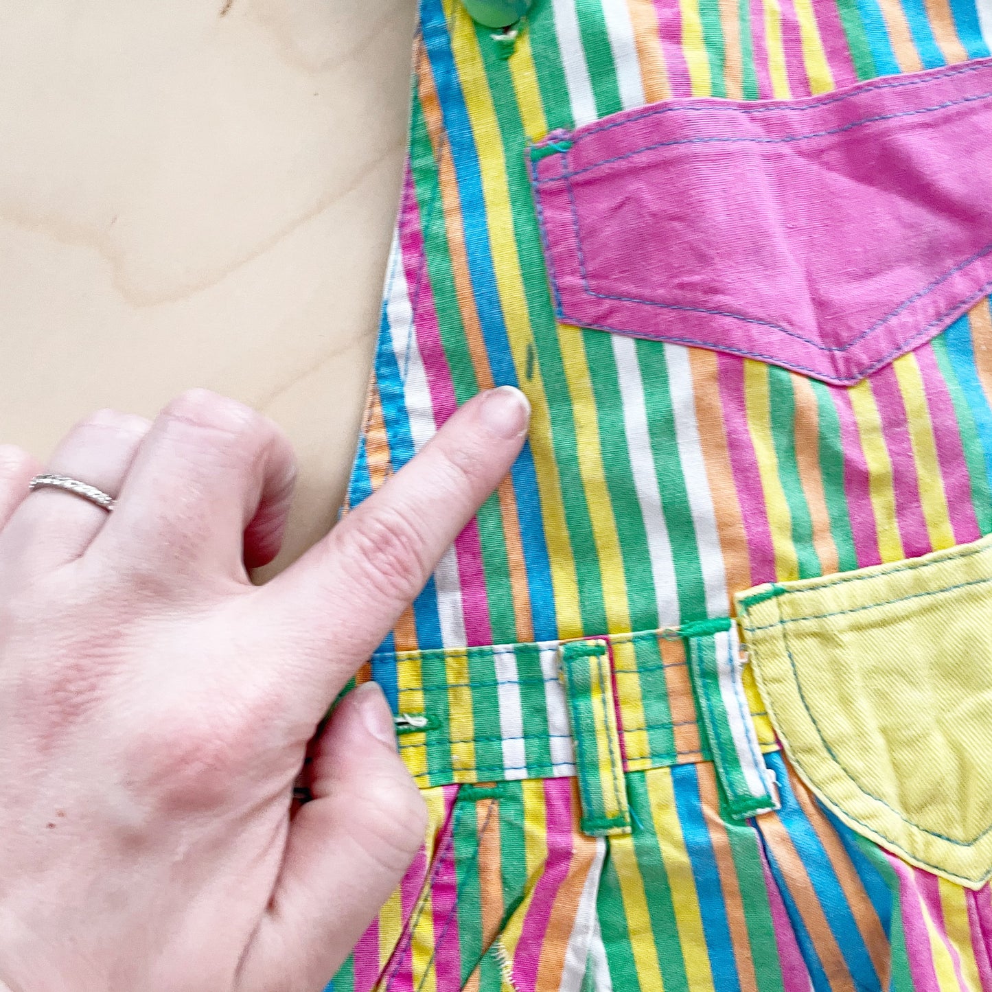 Vintage Euro Striped Cotton Overalls