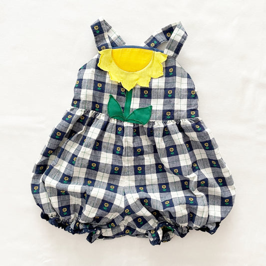 Good Lad Sunflower Checkered Bubble Romper • 18m