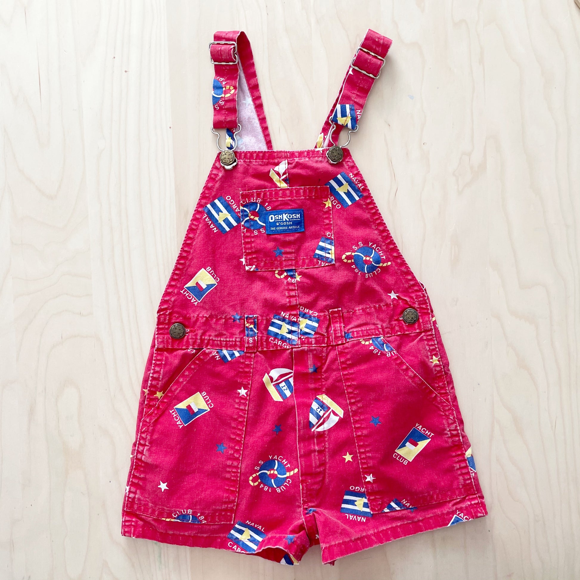 OshKosh Nautical Red Shortalls - Yellow Clover Vintage Kids Clothes