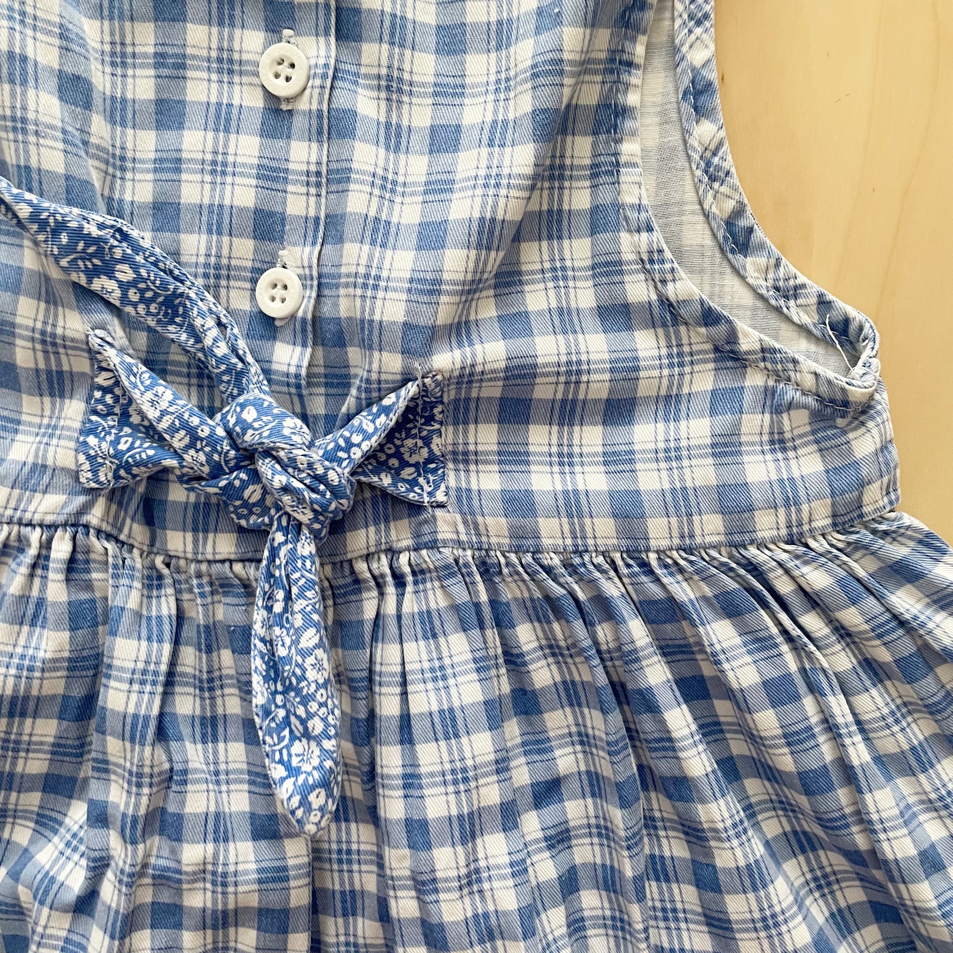 OshKosh Teacup Plaid Tie Back Dress - Yellow Clover Vintage Kids Clothes