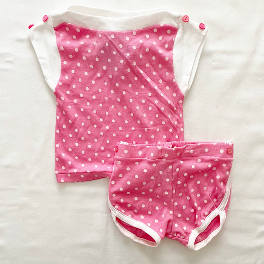 Pink Polka Dot Boat Neck Top Set • 2T - Yellow Clover Vintage Kids Clothes