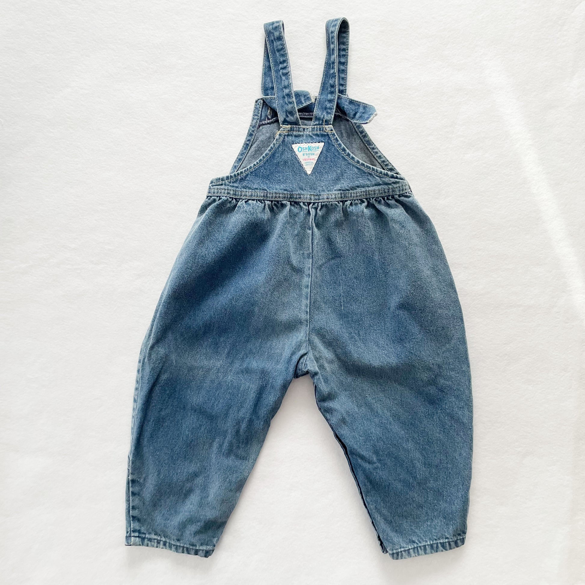 OshKosh Medium Wash Bubble Overalls - Yellow Clover Vintage Kids Clothes