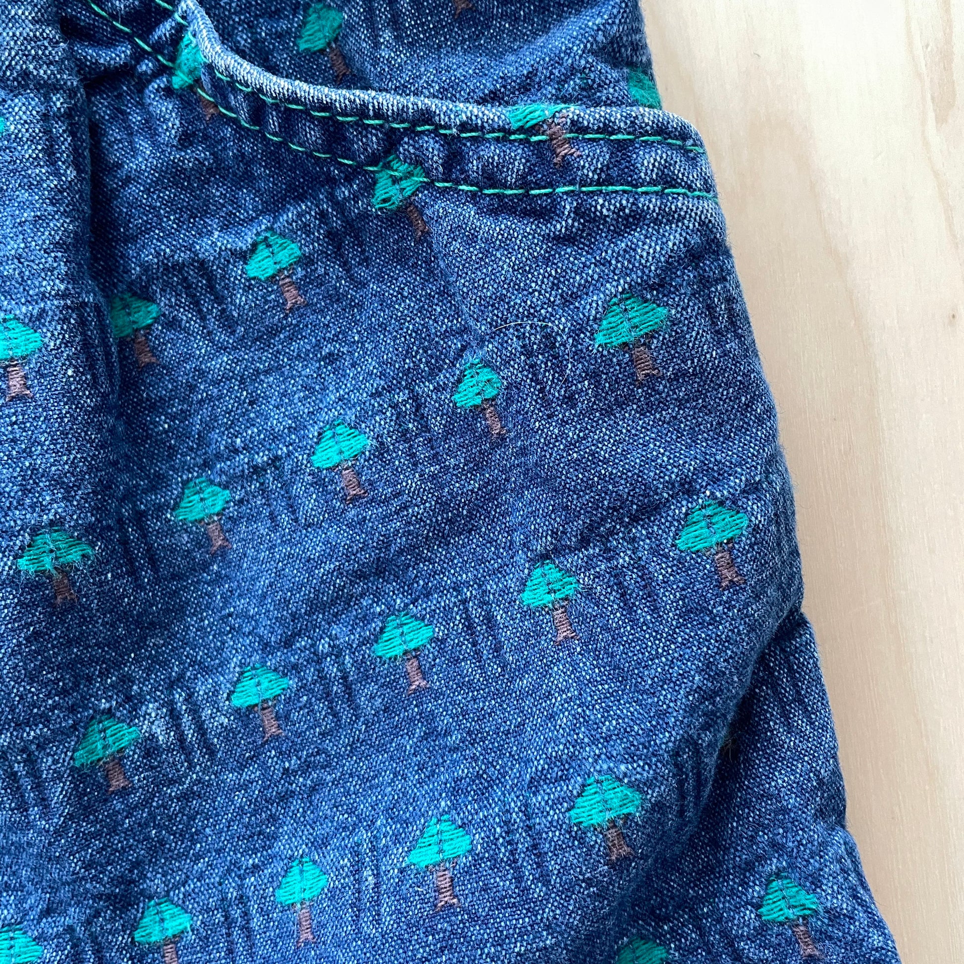 Lee Tree Embroidered Denim Buckle Skirtall - Yellow Clover Vintage Kids Clothes