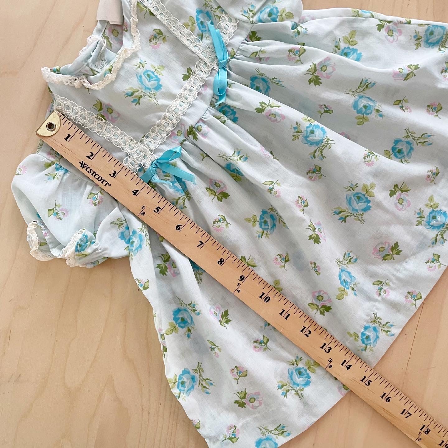 Vintage Blue Rose Floral Dress - Yellow Clover Vintage Kids Clothes