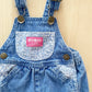OshKosh Blue Wash Floral Accent Overalls - Yellow Clover Vintage Kids Clothes