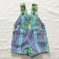 OshKosh Blue and Green Striped Shortalls - Yellow Clover Vintage Kids Clothes