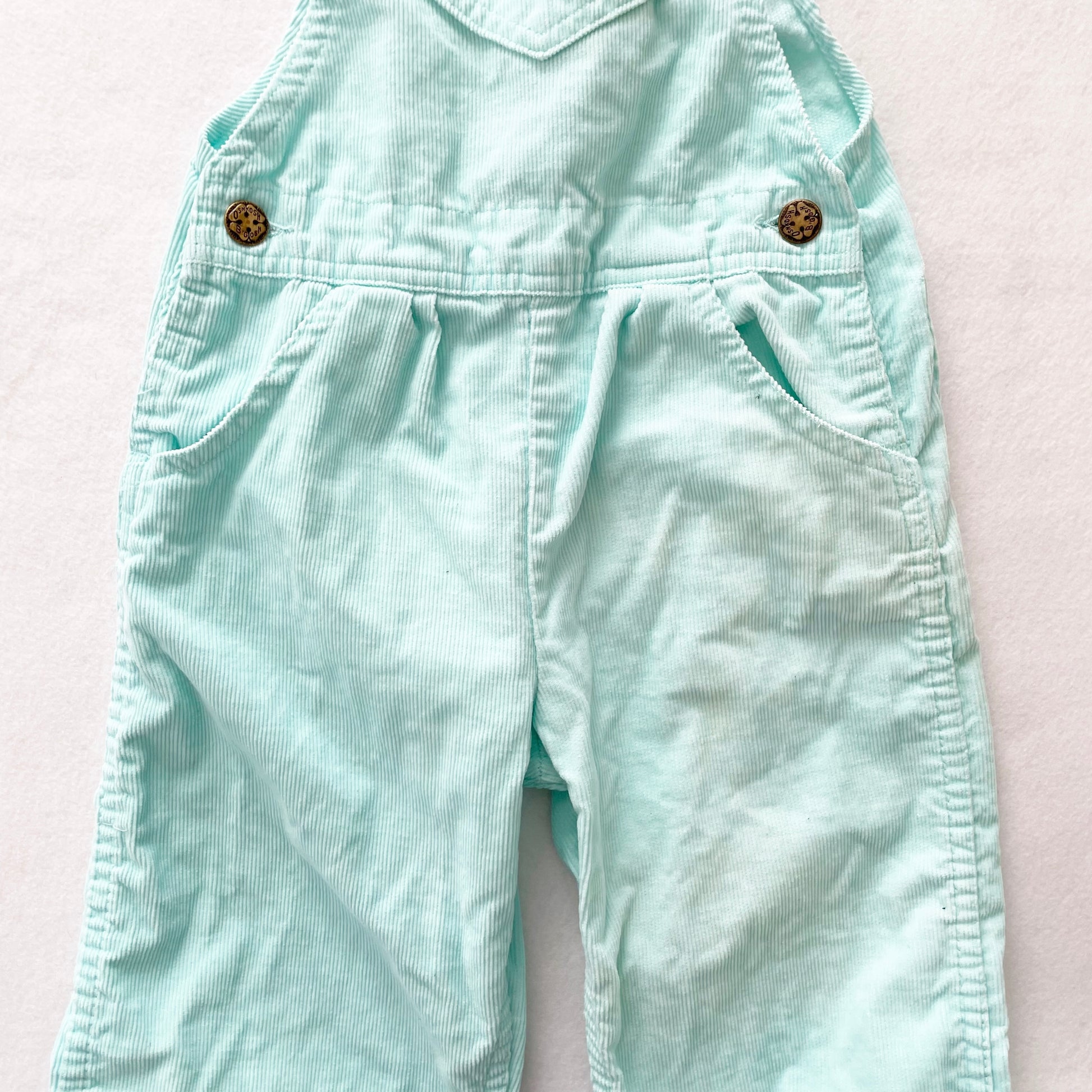 OshKosh Mint Blue Cord Overalls - Yellow Clover Vintage Kids Clothes