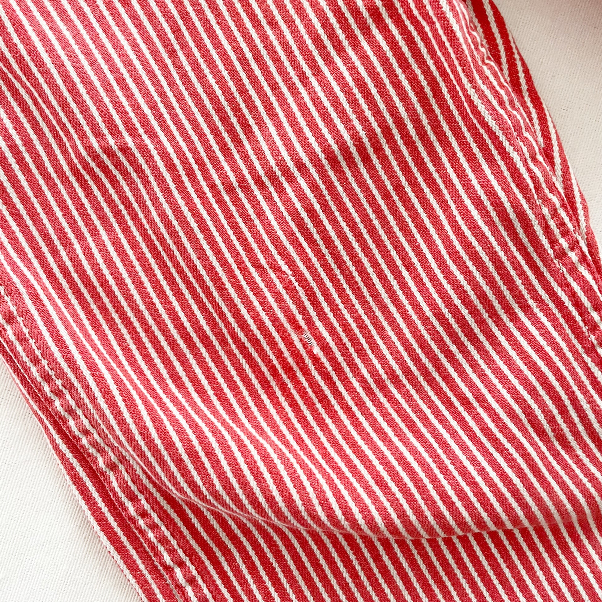 OshKosh Red Hickory Stripe Overalls - Yellow Clover Vintage Kids Clothes