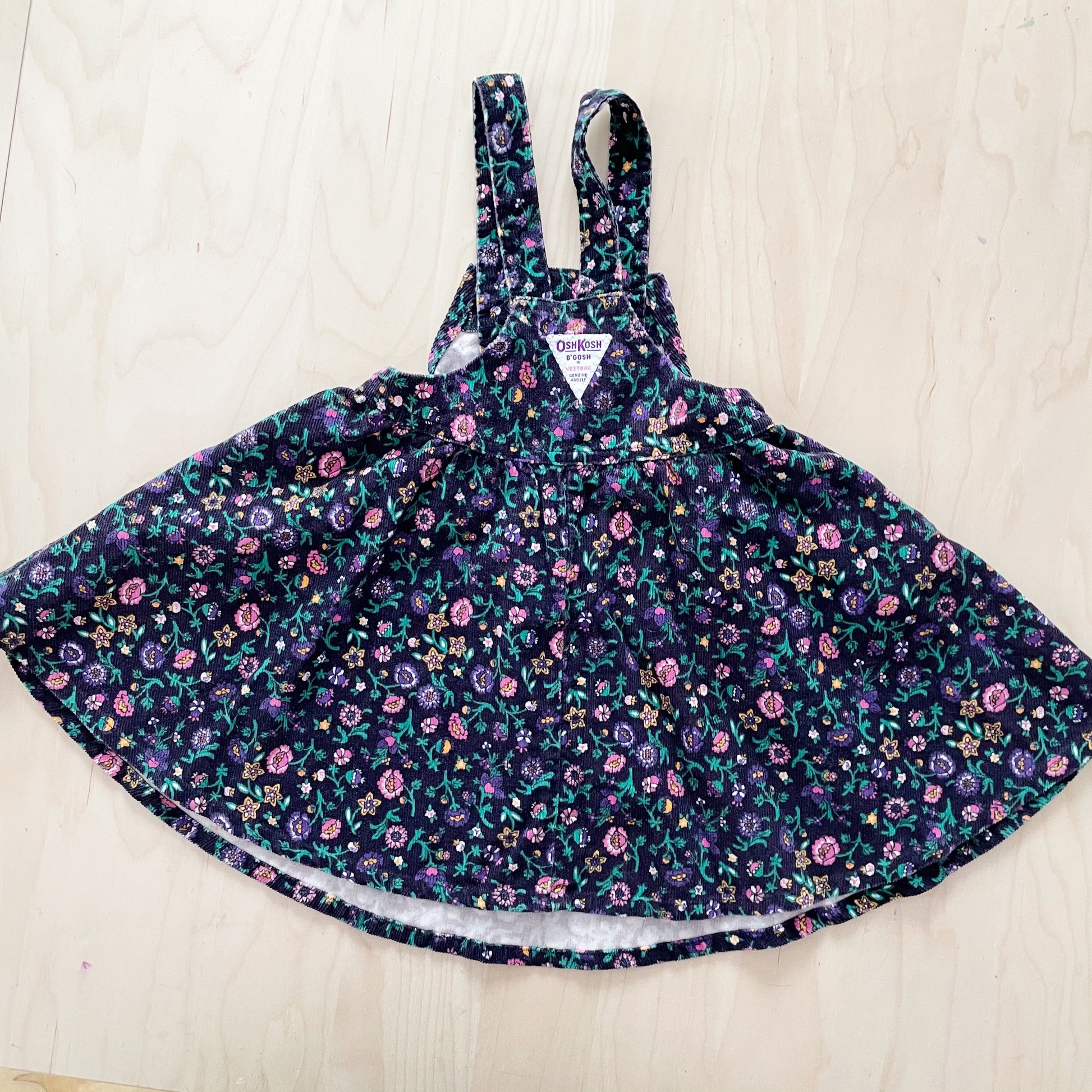 OshKosh Paisley Floral Cord Dress - Yellow Clover Vintage Kids Clothes