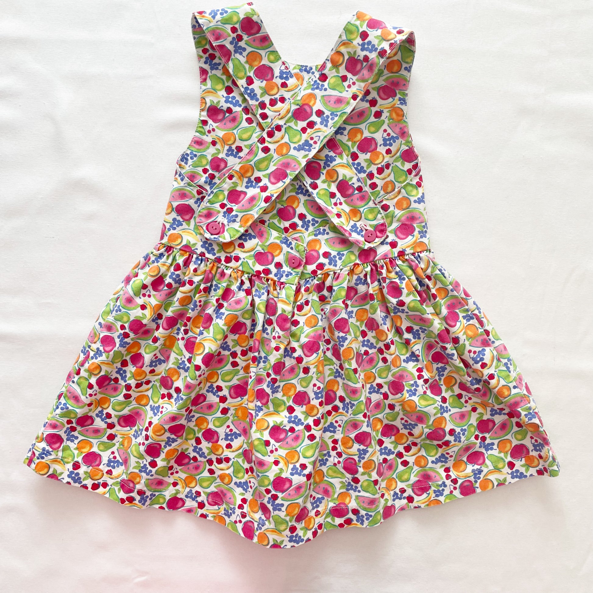 OshKosh Fruit Print Crossback Dress - Yellow Clover Vintage Kids Clothes