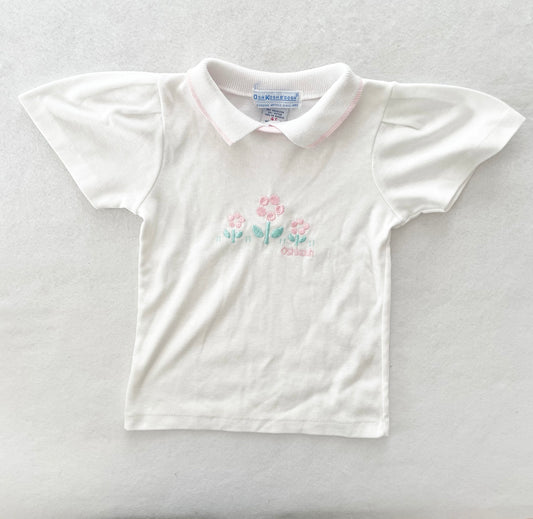 OshKosh Flower Embroidered Top - Yellow Clover Vintage Kids Clothes